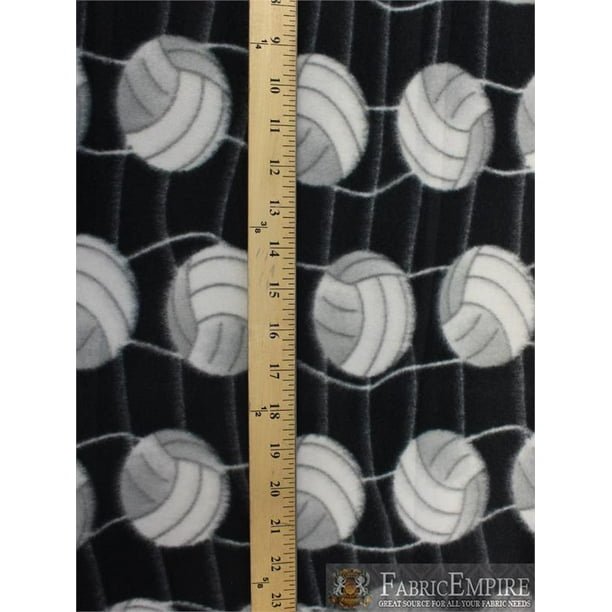 Fleece Printed Fabric VOLLEYBALL NET BLACK / 58" Wide / Sold by the