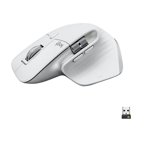 Logitech MX Master 3S Performance Wireless Mouse - Mouse - ergonomic - optical - wireless - Bluetooth, 2.4 GHz - Logitech Logi Bolt USB receiver - pale