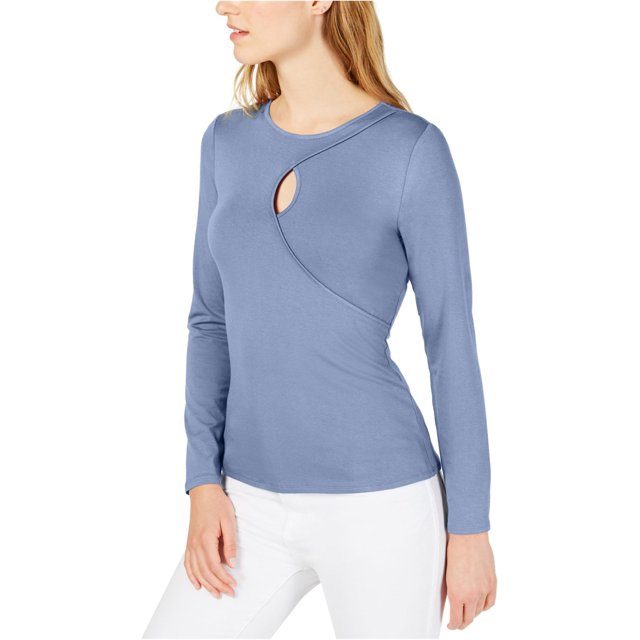 Blusa con cierre de ojo de cerradura Vince Camuto para mujer azul X-Large