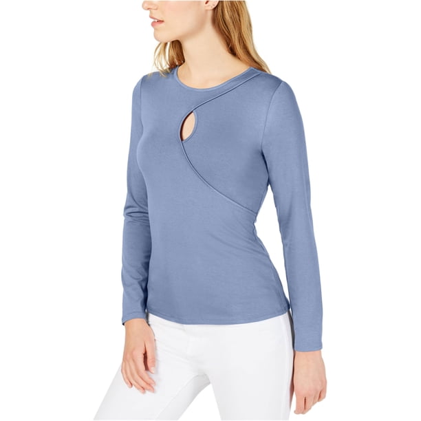 Blusa con cierre de ojo de cerradura Vince Camuto para mujer azul X-Large