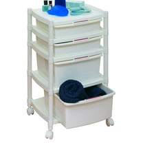 Multipurpose Rolling Drawer Organizer Cart with 4 Storage Drawers, Mobile Plastic Cabinet on Wheels – White – Made in Italy