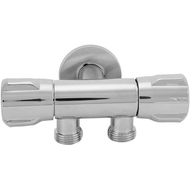 Soporte de válvula de doble ángulo para inodoro multifunción Agua doble Juego de bombillas separadoras de agua una en dos Juego de válvula de ángulo Pistola rociadora con soporte