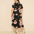 thumbnail image 3 of U.Vomade Robe pour Femme Grande Taille Été Plage Taille à Bande Robe à Manches Courtes Col Ras du Cou Oversize Robes Décontractées, 3 of 6