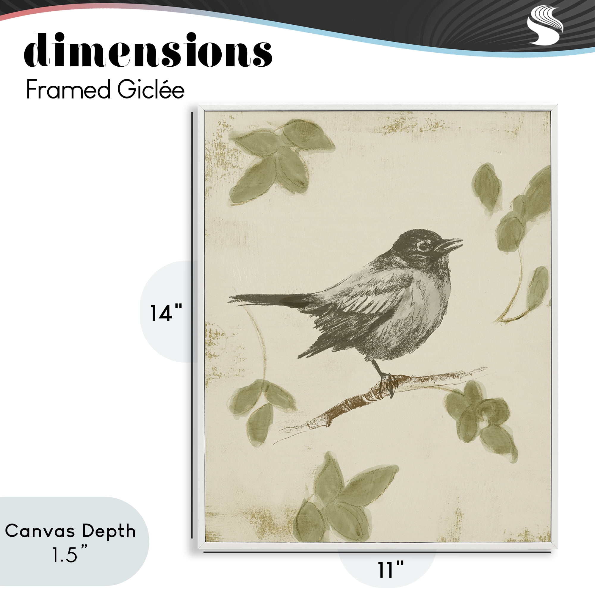Stupell Industries Bird Scene over Neutral White Framed Giclee Art, design by Lanie Loreth