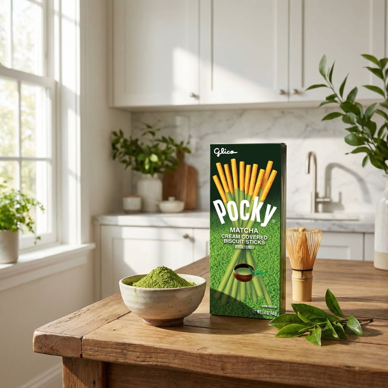 ウィッグ・エクステ pocky Glico Pocky Matcha Crunchy Stix, Green Tea Flavored Biscuit Sticks