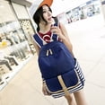 thumbnail image 2 of Fashion Canvas Navy Stripe Backpack Travel Shoulder Bag Rucksack with USB Port, 2 of 9