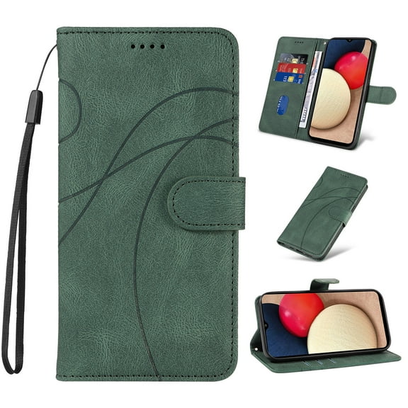Designed for Samsung Galaxy S24 Ultra Case Wallet for Women, Flip Folio Cover with PU Leather Kickstand Credit Card Holder Slots Magnetic Wrist Strap Protective Phone Case for S24 Ultra, Green