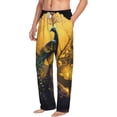 thumbnail image 2 of Daiia Elegant Gold Leaf Peacock Men's Sleep Pant with Pockets and Drawstring,Pajama Pants-Medium, 2 of 9
