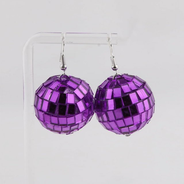 Pendientes de discoteca vintage de los años 70, pendientes de bola azul disco, estilo de moda