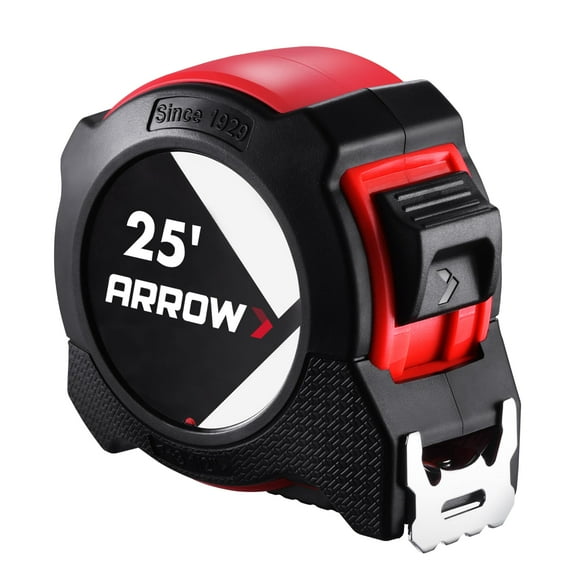 Cinta métrica Arrow de 7,6 m, fácil de leer, con sistema de doble cierre