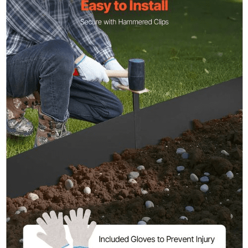 40 x 8 Inch Rust-Resistant Garden Edging Border Steel Landscape Edging ZY-40X8-3Black (Pack of 3)