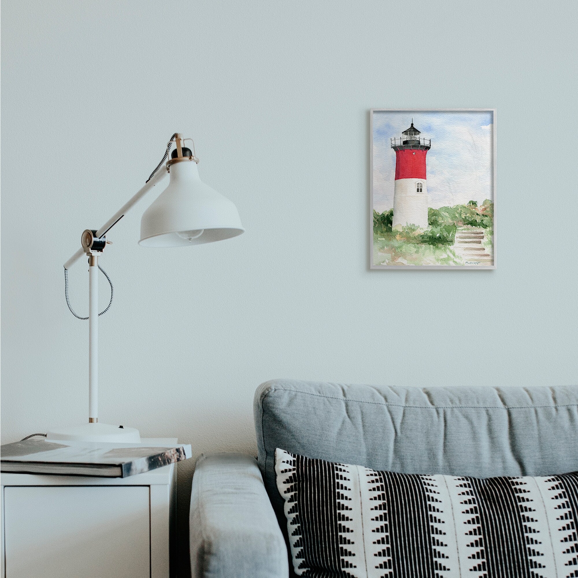 Stupell Industries Stairs Leading to Nauset Lighthouse Green Cliffside Black Framed, 11 x 14, Design by Melissa Hyatt LLC