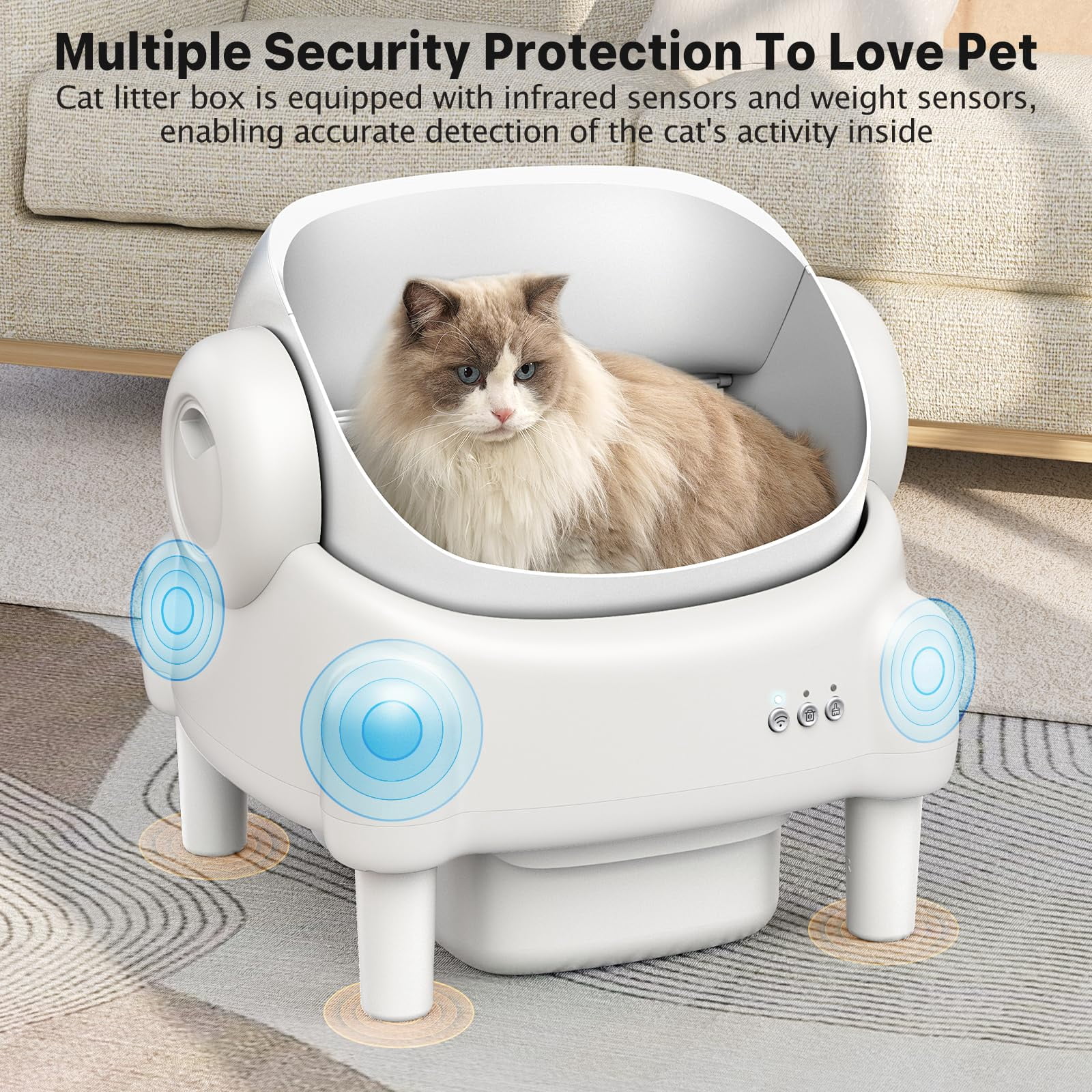 ECORUI Self Cleaning Litter Box: A Safe, Spacious, and Convenient Solution for Multi-Cat Homes  Key Features:  Generous Entrance: 16.5" x 16.5" entrance for easy access and exit, ensuring no claustro