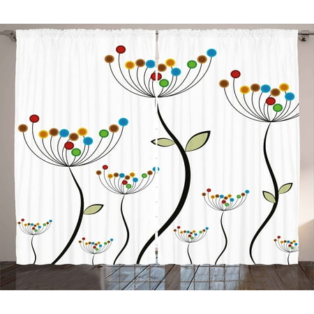 Curtains Bedding Garden Curtains 2 Panels Set, Colorful Dandelions Stems Buds Leaves Bedding Plants Wildlife Meadow Cottage Theme, Window Drapes for Living Room Bedroom, 108W X 63L Inches, Multicolor, by Ambesonne ()