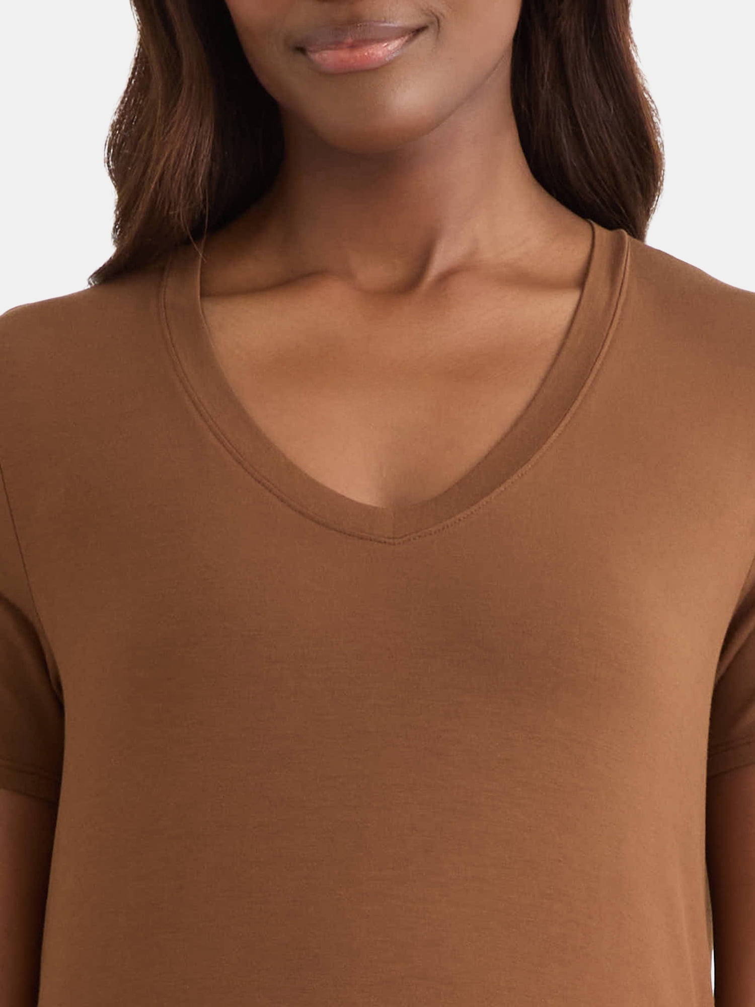 Time and Tru Women's V-Neck Tunic Tee with Short Sleeves, Sizes XS-XXXL
