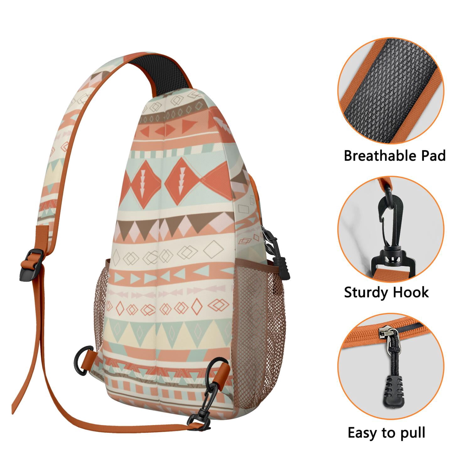 Natural Floral Crossbody Sling Bag Lightweight Chest Bag for Biking Boho Style & Travel-Ready