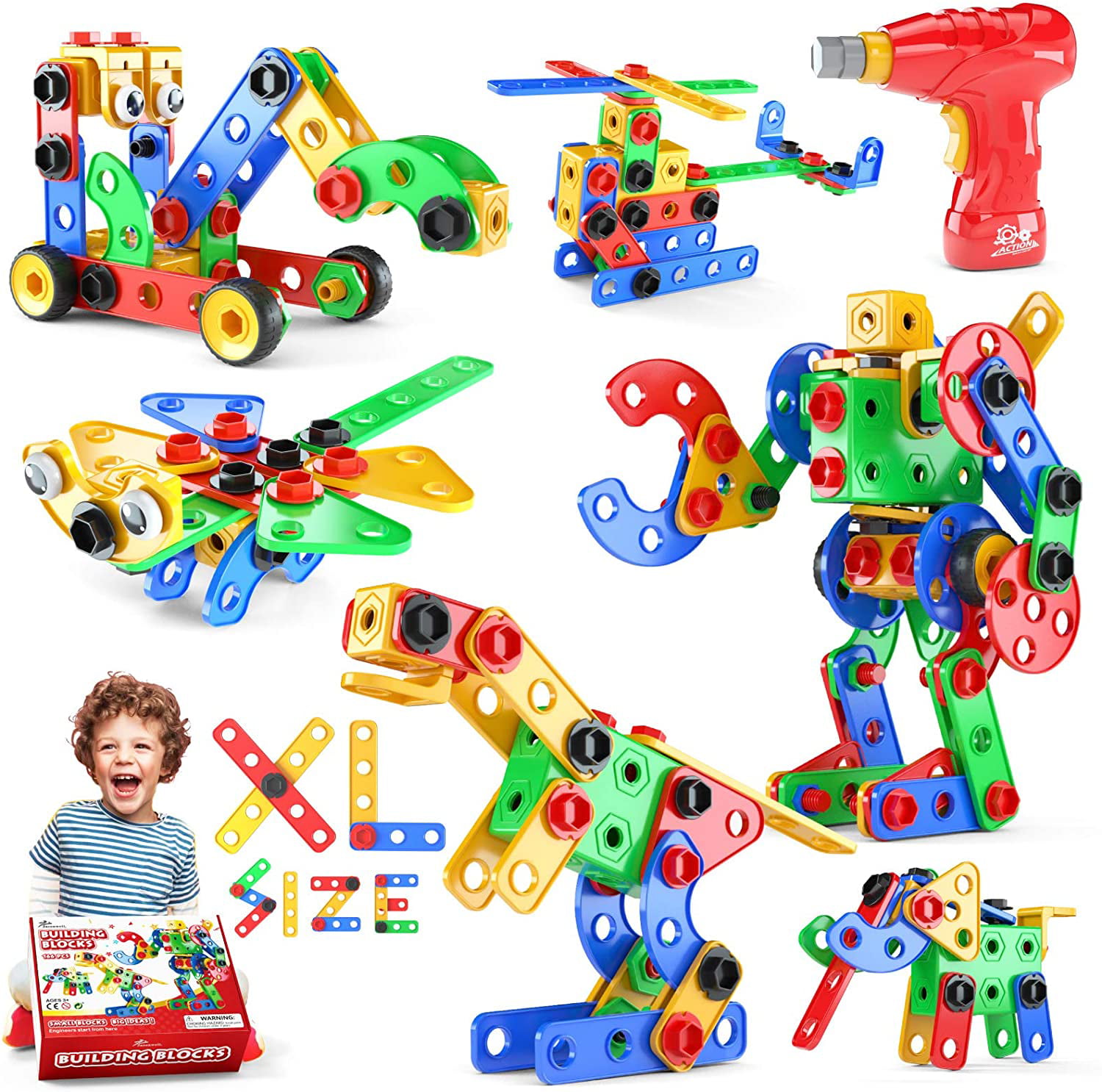 Best Creative DIY Toy Gift for Boys and Girls STEM Educational Preschool Learning Toy for Kids Wooden Building Blocks Set for Toddler