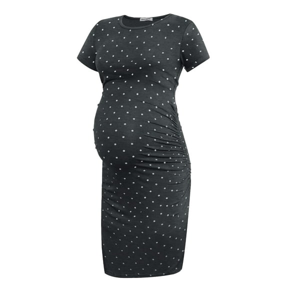 Vestido de maternidad Smallshow de manga corta de tela de rayón fruncido