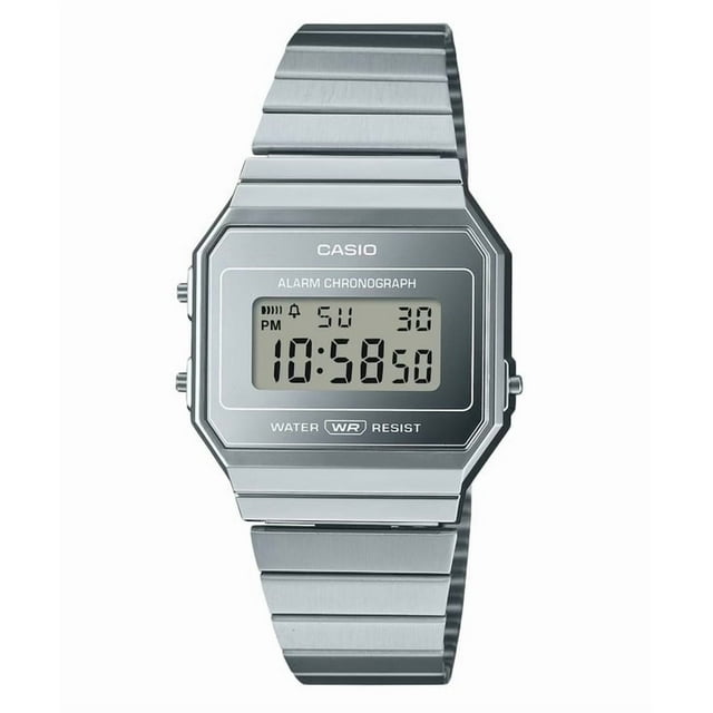 Casio Reloj de Pulsera Unisex Vintage de 21 Mm en Acero Inoxidable Plateado, Plateado, (A700WEV-7A)