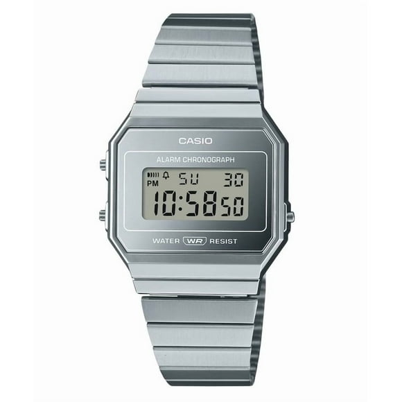 Casio Reloj de Pulsera Unisex Vintage de 21 Mm en Acero Inoxidable Plateado, Plateado, (A700WEV-7A)