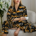 thumbnail image 6 of Picia Yellow Excavator Pattern Women’s Long-Sleeve Sleepwear Set - Soft 2-Piece Loungewear with Pockets, Comfy PJs for Relaxing Nights-Small, 6 of 7