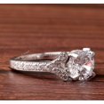 thumbnail image 2 of Round Cut Solitaire Diamond Engagement Ring, Split Shank Diamond Ring, Pave Set Shank Diamond Ring, 925 Sterling Silver, 2.3 Ct Simulated Diamond, Promise Ring For Girlfriend, 2 of 5
