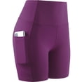 thumbnail image 4 of Cadmus High Waist Yoga Shorts for Women Workout Running Shorts Naked Feeling Biker Shorts Tummy Control Deep Pockets, Purple, M, 4 of 8