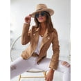 thumbnail image 6 of Women'S Faux Leather Jackets Suede Spring Trendy Outfits 2025 Fall Zip Up Cropped Moto Jakcet Outerwear Khaki L, 6 of 9