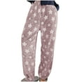 thumbnail image 2 of FAZVAOO Women's Fuzzy Pajama Pants Wide Leg Elastic Waistband Star Winter Warm Joggers Pants, 2 of 5