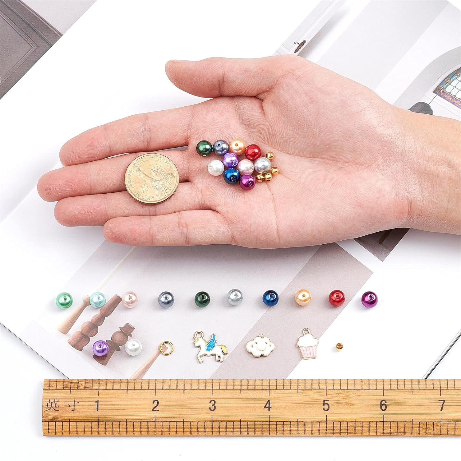 DIY Unicorn Bracelet Making Kits 360pcs 12 Colors Glass Pearl Beads & Unicorn Cake Cloud Charms Pendants & 400pcs Spacer Beads & 100pcs Jump Rings & Thread for Handmade Beginner