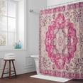 thumbnail image 5 of Vintage Ethnic Style Fabric Shower Curtain Medieval Pink Retro Flower Turkish Texture Washable Shower Curtains for Bathroom, Waterproof Bath Curtain with Hooks Home Decor 36x72in, 5 of 8
