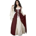 thumbnail image 4 of Renaissance Girls Dress Medieval Princess Costume Retro Lace Up Long Dress Dress Up Burgundy, 4 of 4