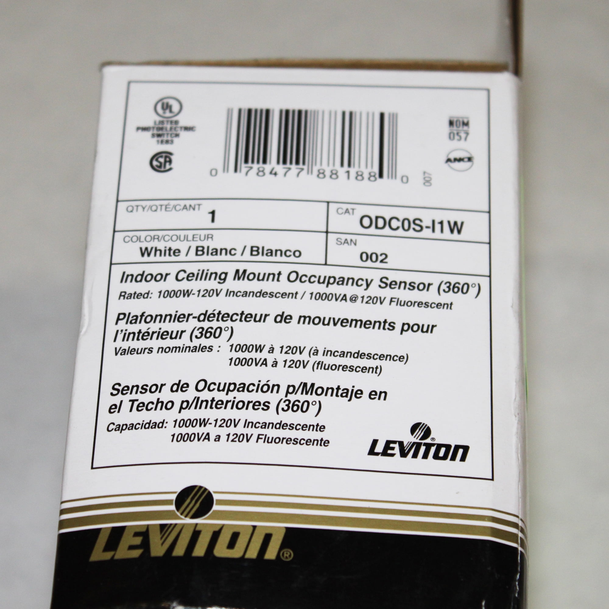 Leviton Odc0s-i1w Indoor Ceiling Occupancy Sensor 360 Degree 120v White for sale online 