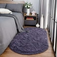 thumbnail image 3 of Junovo Ultra Soft Fluffy Bedroom Rugs Kids Room Carpet Oval Modern Shaggy Area Rugs 2.6' X 5.3',Gray Purple, 3 of 7