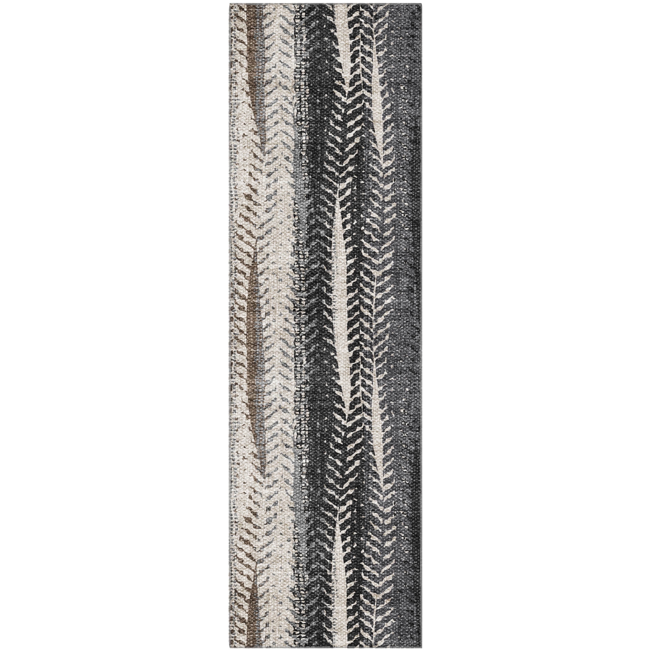 Addison Rugs Mayfield Washable Transitional Stripes Brown Runner Rug, 2'3" x 7'6"