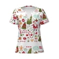 thumbnail image 2 of Fuzoiu Snowflakes Santa Claus Print Women's V-Neck T-Shirt,Women's Short Sleeve Top, Comfortable for Work, Leisure, and Sports, 2 of 7