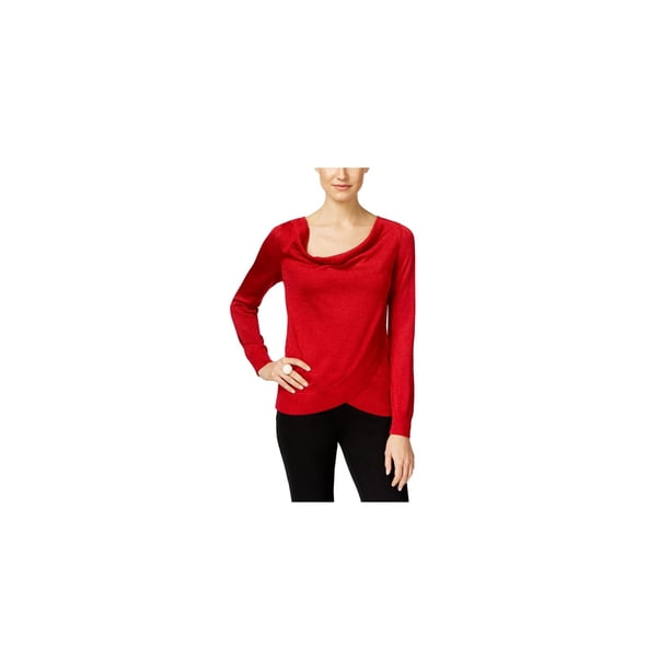 INC Blusa metálica para mujer, roja, mediana