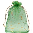thumbnail image 1 of Bolsas de regalo Jexila, 100 unidades, organza verde, 10 x 15 cm, con cordón, 1 of 7