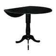 thumbnail image 5 of 42" Round Solid Wood Dual Drop Leaf Pedestal Table in Black - 41.5"H Bar Height by International Concepts, 5 of 10