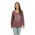 thumbnail image 4 of Aosijia Womens Tops V-neck Raglan Long Sleeve Letter Print Top Pullover Loose Casual T-Shirt Tunic Blouse, 4 of 7