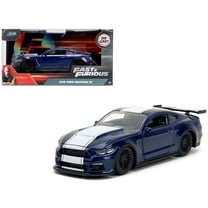 2016 Ford Mustang GT Dark Blue Metallic with White Stripe "F9" (2021) "Fast & Furious" Series 1/32 Diecast Model Car by Jada