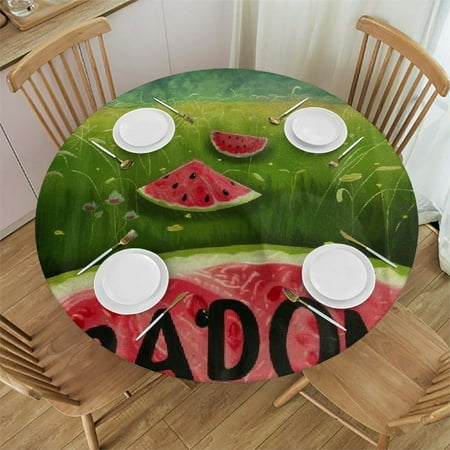 

Patifu Watermelon Round Table Cover Stain Resistant Washable Indoor Outdoor Tablecloth Kitchen Dining Wedding Parties 100% Polyester Table Cover Home Kitchen Outdoor Decoration 46 -50