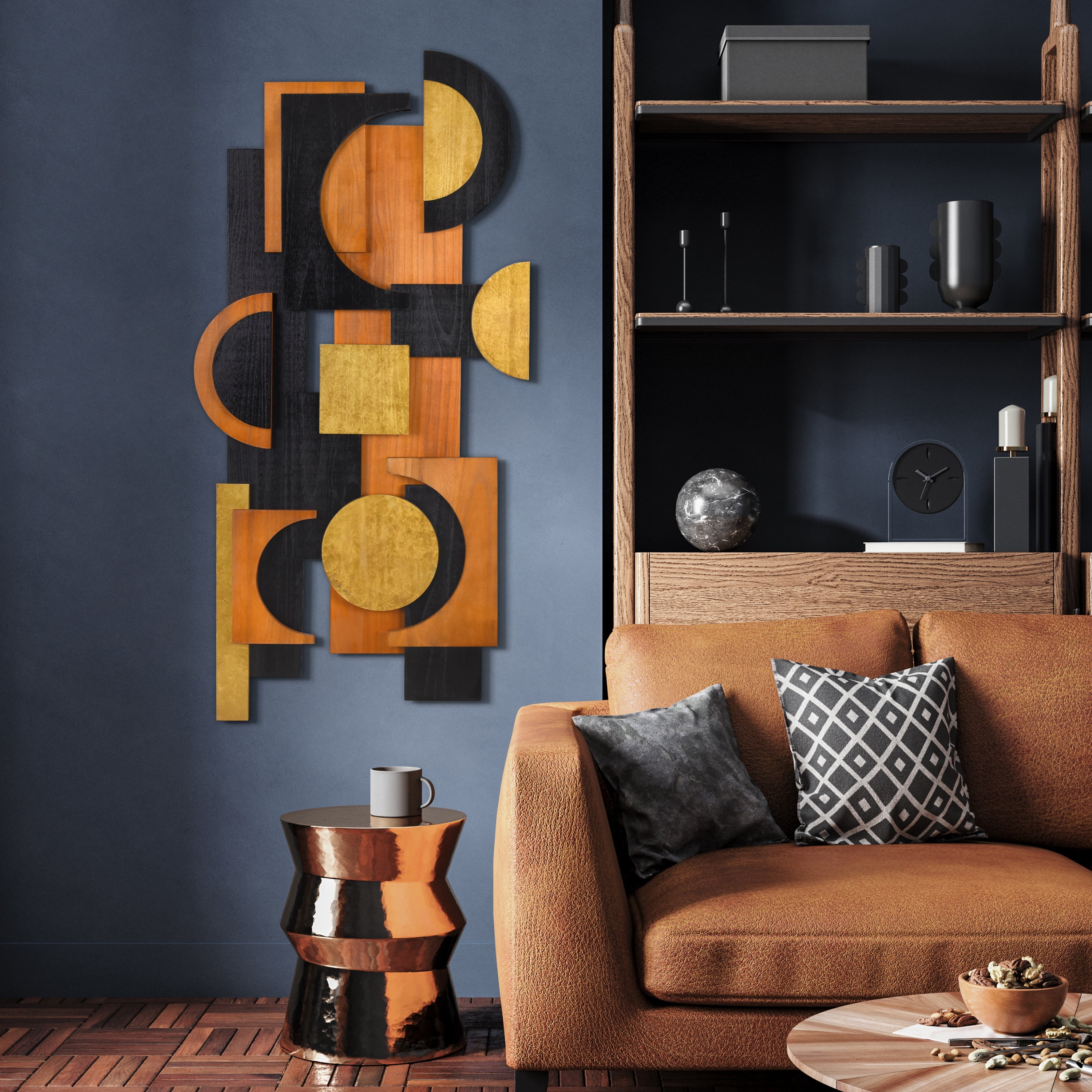 "Amber Embraces I & II" Hand Made & Hand Finished Dimensional Solid Wood Abstracts