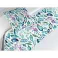 thumbnail image 3 of Botanical Bed Runner Set, Garden Themed Watercolor Style Leaf Prints Blooming Brushstrokes, Decorative Bedding Scarf & a Pillow Sham for Hotels Homes, Twin, Teal Pale Purple and White, by Ambesonne, 3 of 3