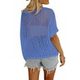 thumbnail image 2 of Shine Up Crochet Beach Coverups Women Swimsuits Summer Short Sleeve Blouses Knit Hollow Out Tops, 2 of 4
