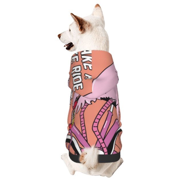 Fotbe Flamingo Riding a Bicycle Sudadera con Estampado para Perros Pequeños – Suéter con Capucha para Mascotas, Tela Suave de Forro Polar con Bolsillo-XX-Large