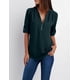 thumbnail image 2 of Blusa de mujer con cuello en V, manga 3/4, túnica, camisa larga con cremallera, 2 of 3
