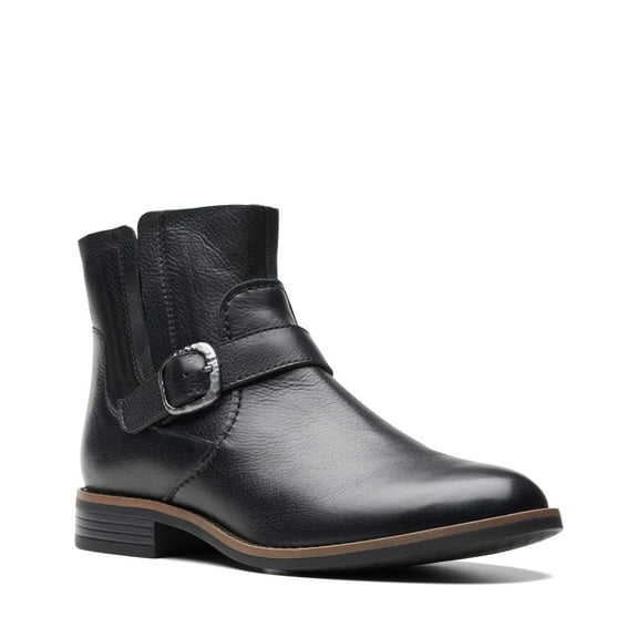 Clarks Women's Camzin Loop Ankle Boot, Black Leather, 7.5