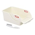 thumbnail image 4 of Runquan Cat Litter Box Compact Professional Open Top Low Entry Easy Clean Cat Toilet White Beige, 4 of 8