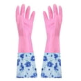 thumbnail image 3 of Rubber Cleaning Gloves, Household Kitchen Dishwashing Gloves with Cotton Flocked Liner,Reusable, Non-Slip （Pink）, 3 of 5
